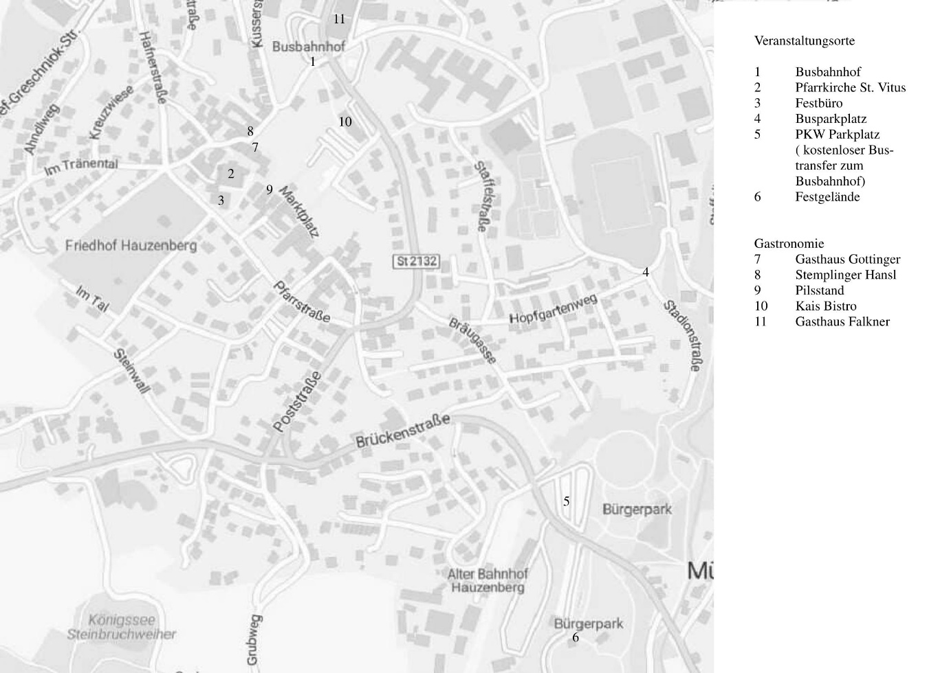 Lageplan Gautrachtenfest in Hauzenberg